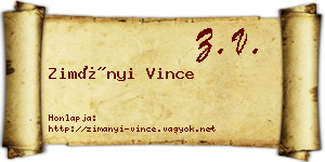 Zimányi Vince névjegykártya